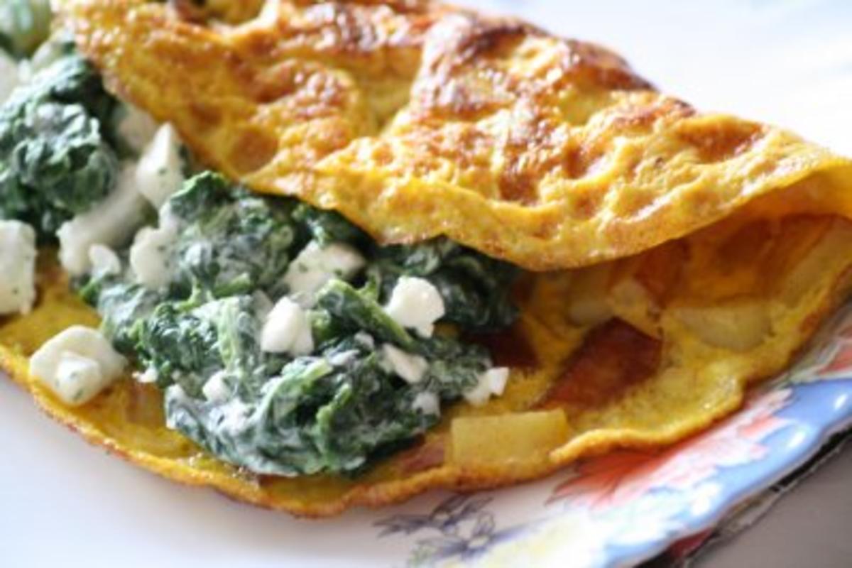 Bilder für Kartoffelomelette mit Feta & Spinat - Rezept