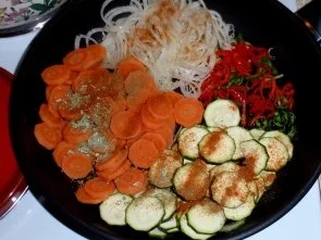 Rezept: Filet-Gemüse-Pfanne mit Spaghettitürmchen Bild Nr. 2 Filet-Gemüse-Pfanne mit Spaghettitürmchen - Rezept - Bild Nr. 2