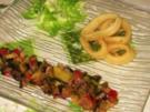 Tintenfischringen mit sonnigen Gemüse. - Rezept