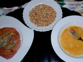 Rezept: Gefülltes Schweinefilet mit Nusspanade und Basmatireis Bild Nr. 3 Gefülltes Schweinefilet mit Nusspanade und Basmatireis - Rezept - Bild Nr. 3