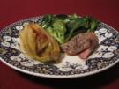 Feldsalatnest mit Lammrücken und karamellisiertem Chicoree - Rezept