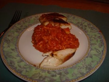 Tomatenrisotto mit Hühnchenfilet - Rezept