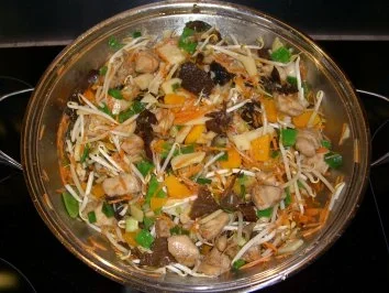 Hähnchenbrust kross mit Pilzen und allerlei - Rezept