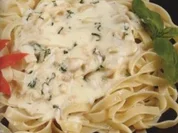 Fettuccine mit Pilz-Sahnesoße - Rezept