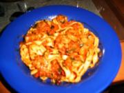 Tagliatelle mit Shrimps in Tomatenpesto - Rezept