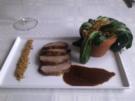 Lammhüfte, Schokoladenline, Rotweinsauce und eine "verwelkte Topfpflanze" - Rezept
