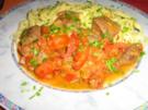 Paprika-Gulasch mit Tomätchen an Tagliatelle - Rezept