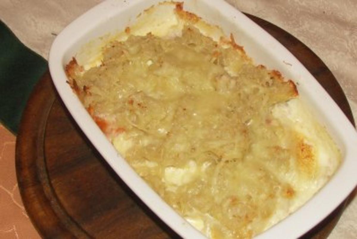 Lachs mit Kartoffel - Käsekruste - Rezept