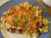 Überbackene Schinkenfleckerln - Rezept