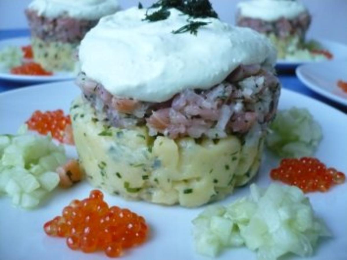 Lachstartar auf Kartoffeltörtchen - einfach - von rollimops
