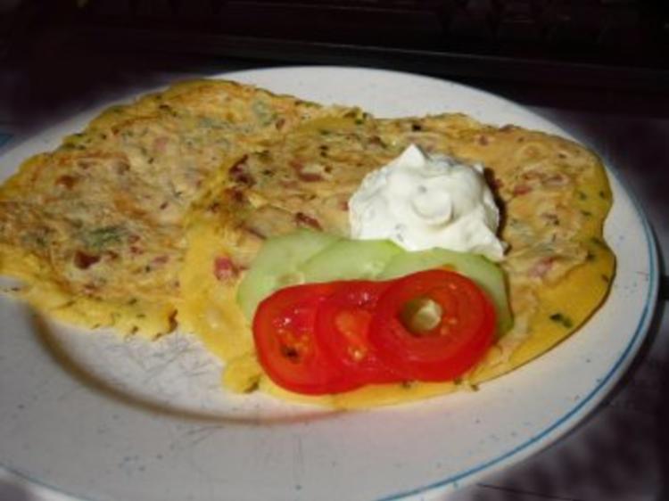 Herzhafte Pfannkuchen mit Speck, Parmesan, Schnittlauch und Salbei ...