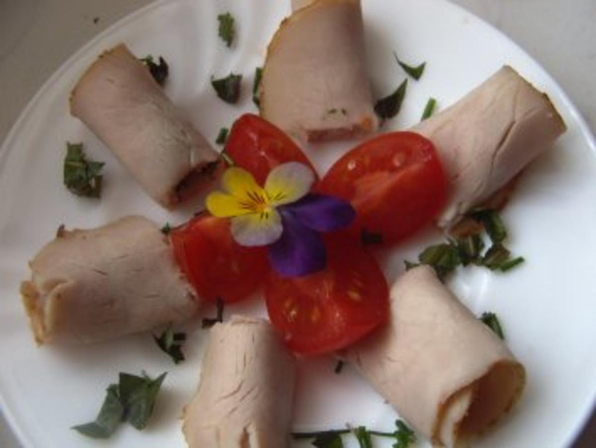 Bilder für Schweinebratenscheiben gefüllt - Rezept