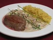 Rinderfilet in grüner Pfeffersahnesoße mit Reis - Rezept