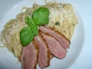 Scharfe Linguine mit rosa gebratener Entenbrust - Rezept