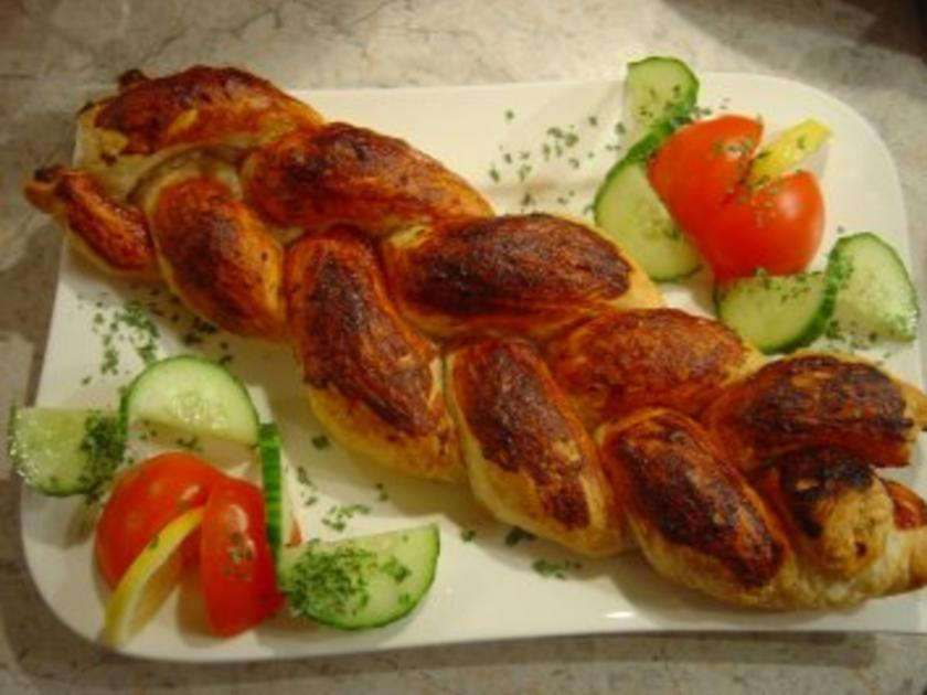 Blätterteig Zopf mit Schafskäse Füllung - einfach - 321 kcal/100g