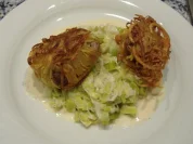 Medaillons vom Kalbsfilet,in der Kartoffelkruste gebraten,auf Lauchspiegel - Rezept