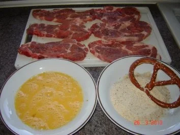 Fleisch : Kotelett paniert mit Beilagen (Bilder on...) - Rezept - Bild Nr. 3