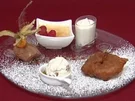 Apfelküchlein, Walnusseis mit Amaretto, Mousse au Chocolat, Crème Brulée und Pina Colada Espuma (Gracia Baur) - Rezept