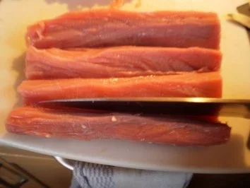 Schweinefilet gefüllt , mit Selleriesoße und  Kräutersaitlingen - Rezept - Bild Nr. 3