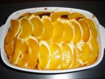 Rezept: Quarkauflauf mit Pfirsichen Quarkauflauf mit Pfirsichen - Rezept