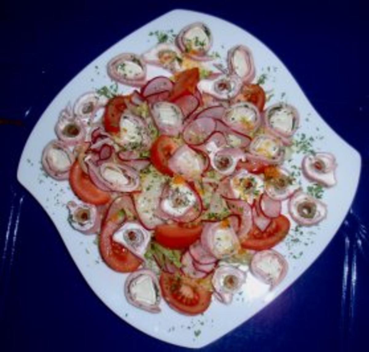 Abend-Feinschmecker-Salat mit gefüllten Schinkenröllchen - Rezept - Bild Nr. 6