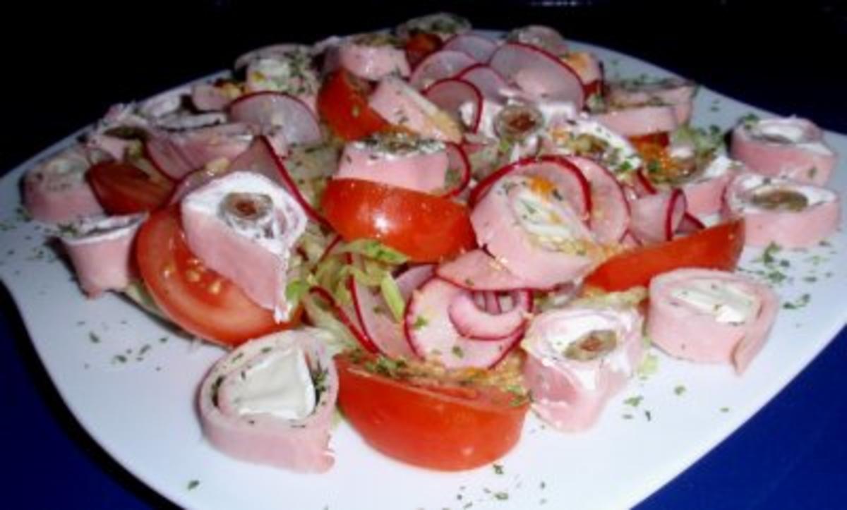 Abend-Feinschmecker-Salat mit gefüllten Schinkenröllchen - Rezept - Bild Nr. 7