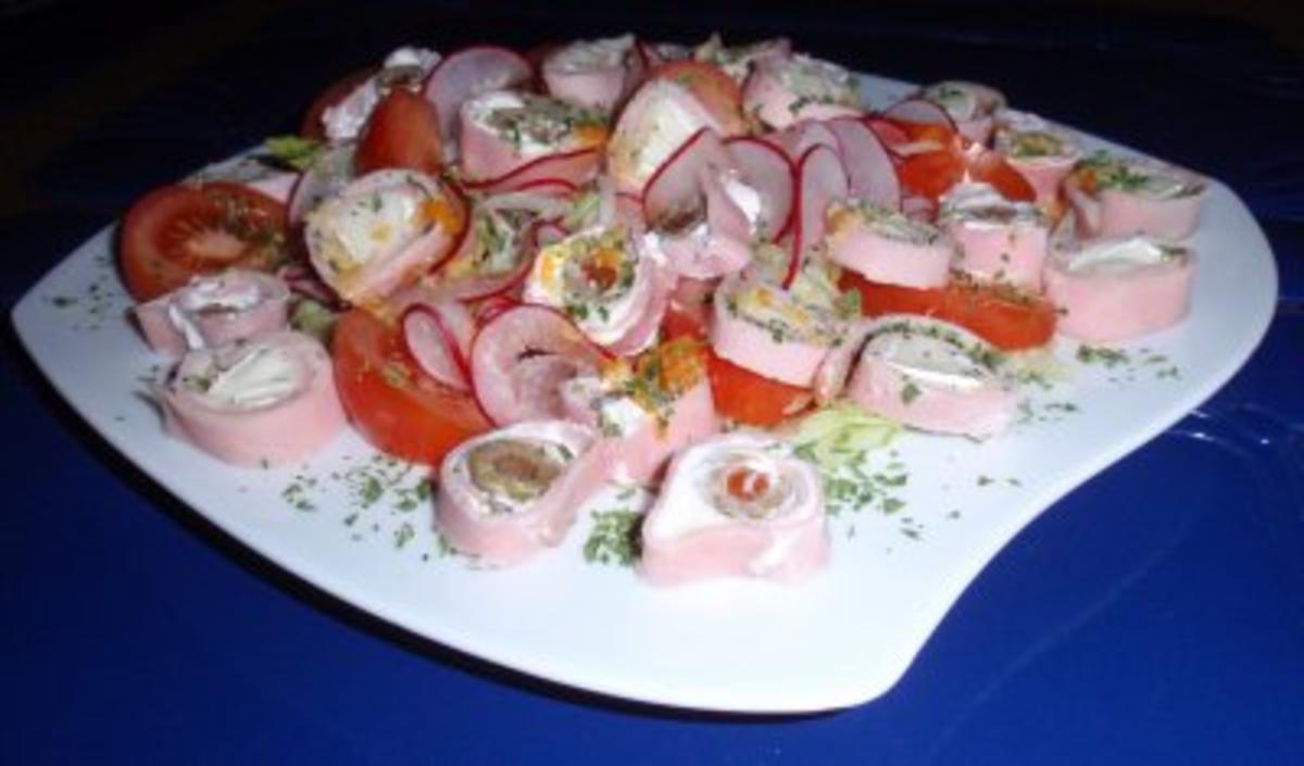 Abend-Feinschmecker-Salat mit gefüllten Schinkenröllchen - Rezept - Bild Nr. 8