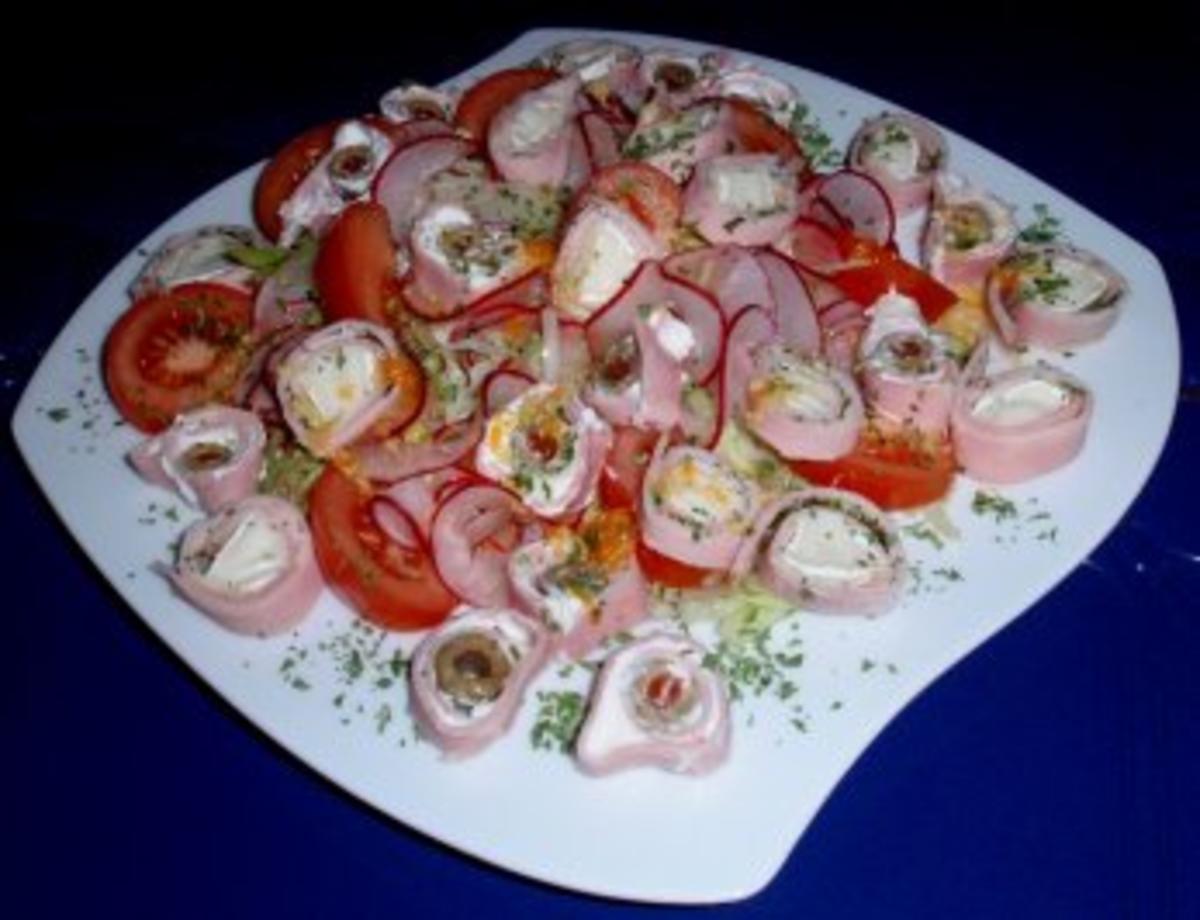 Abend-Feinschmecker-Salat mit gefüllten Schinkenröllchen - Rezept - Bild Nr. 9