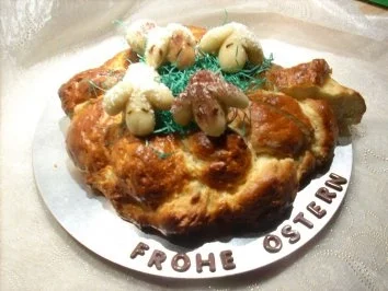 Oster-Hefeteig-Nest mit Marzipan-Lämmchen - Rezept - Bild Nr. 2