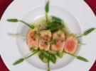 Lachspiccata mit Kompott vom grünen Spargel - Rezept