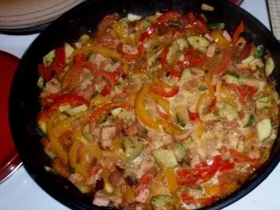 Maisnudel-Gemüse-Leberkäs-Pfanne - Rezept - Bild Nr. 6