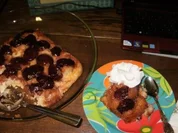 Kuchen- Obst- Umgedrehter Pflaumenkuchen- Schnell gebacken mit meinen ueberigen Pflaumen im Gefriehrfach - Rezept