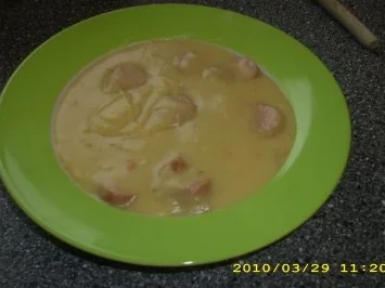 Rezept: Kartoffelcremesuppe mit Würstchen Bild Nr. 6 Kartoffelcremesuppe mit Würstchen - Rezept - Bild Nr. 6