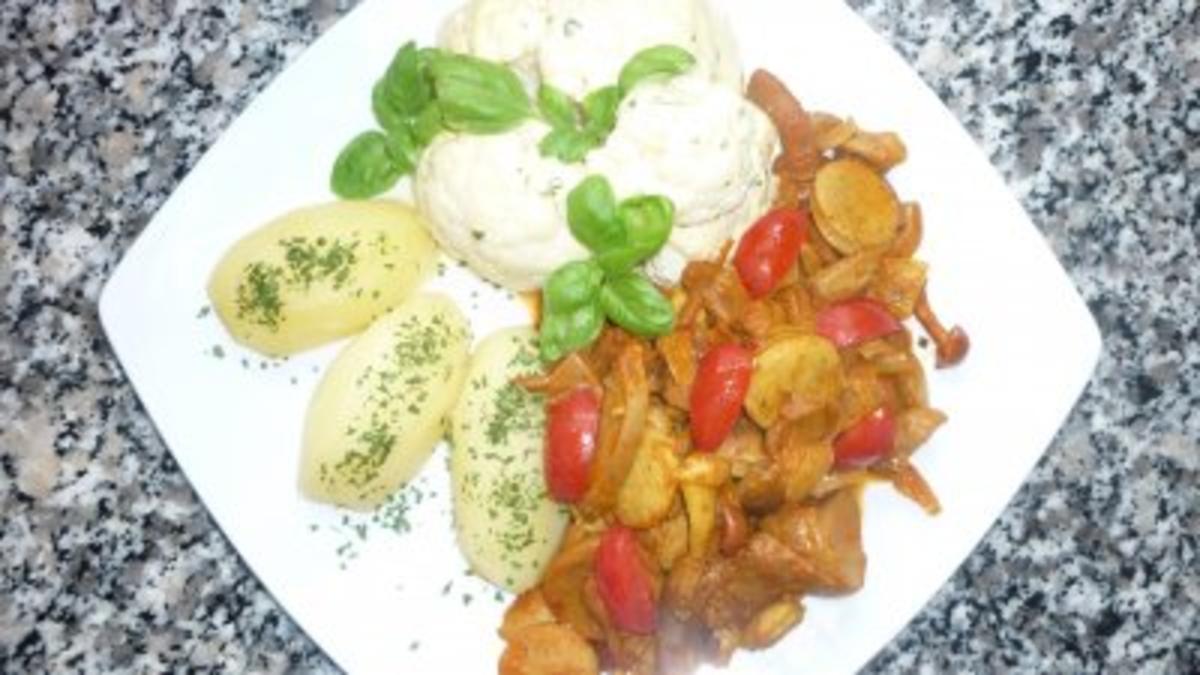 Wurstpfanne mit Salzkartoffeln und Rahmblumenkohl - Rezept - kochbar.de