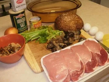 Rezept: Kotlett mit Pilze Brot Pudding - Der Saft vom gebrateten Fleisch macht den Brotpudding lecker mit einen Burgundy Wein Bild Nr. 2 Kotlett mit Pilze Brot Pudding - Der Saft vom gebrateten Fleisch macht den Brotpudding lecker mit einen Burgundy Wein - Rezept - Bild Nr. 2