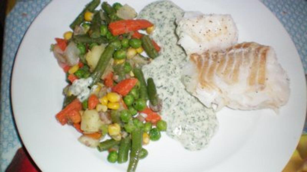 Kabeljaufilet mit Gemüse und Dillsoße - Rezept - kochbar.de