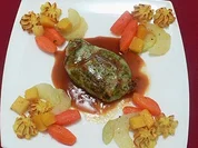 Perlhuhnbrüstchen im Kräutermantel mit Buttergemüse &amp;amp; Herzoginkartoffeln - Rezept