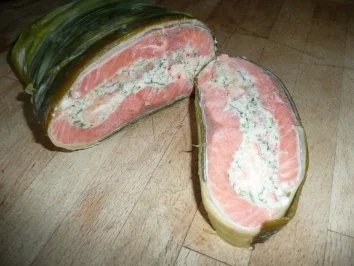 Rezept: HAUPTGERICHT/FISCH:Lachsforelle,gefüllt und im Päckchen HAUPTGERICHT/FISCH:Lachsforelle,gefüllt und im Päckchen - Rezept