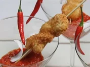 Hähnchenbrustfilet im Kokosmantel mit süß-scharfem Tomaten-Chutney - Rezept