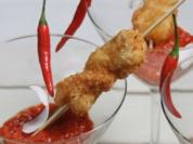 Hähnchenbrustfilet im Kokosmantel mit süß-scharfem Tomaten-Chutney - Rezept