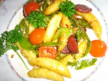 Chorizopfanne mit Schupfnundeln und Kaiserschoten - Rezept - Bild Nr. 6