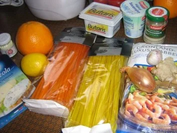 Orangen-Limonen-Taglione mit einer Garnelen-Gorgonzola Soße - Rezept - Bild Nr. 2