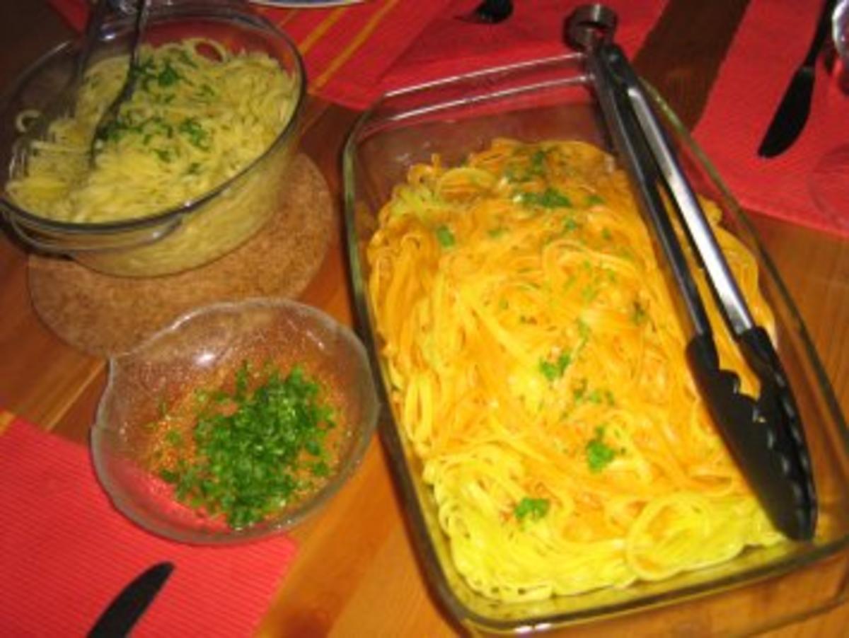 Orangen-Limonen-Taglione mit einer Garnelen-Gorgonzola Soße - Rezept - Bild Nr. 6