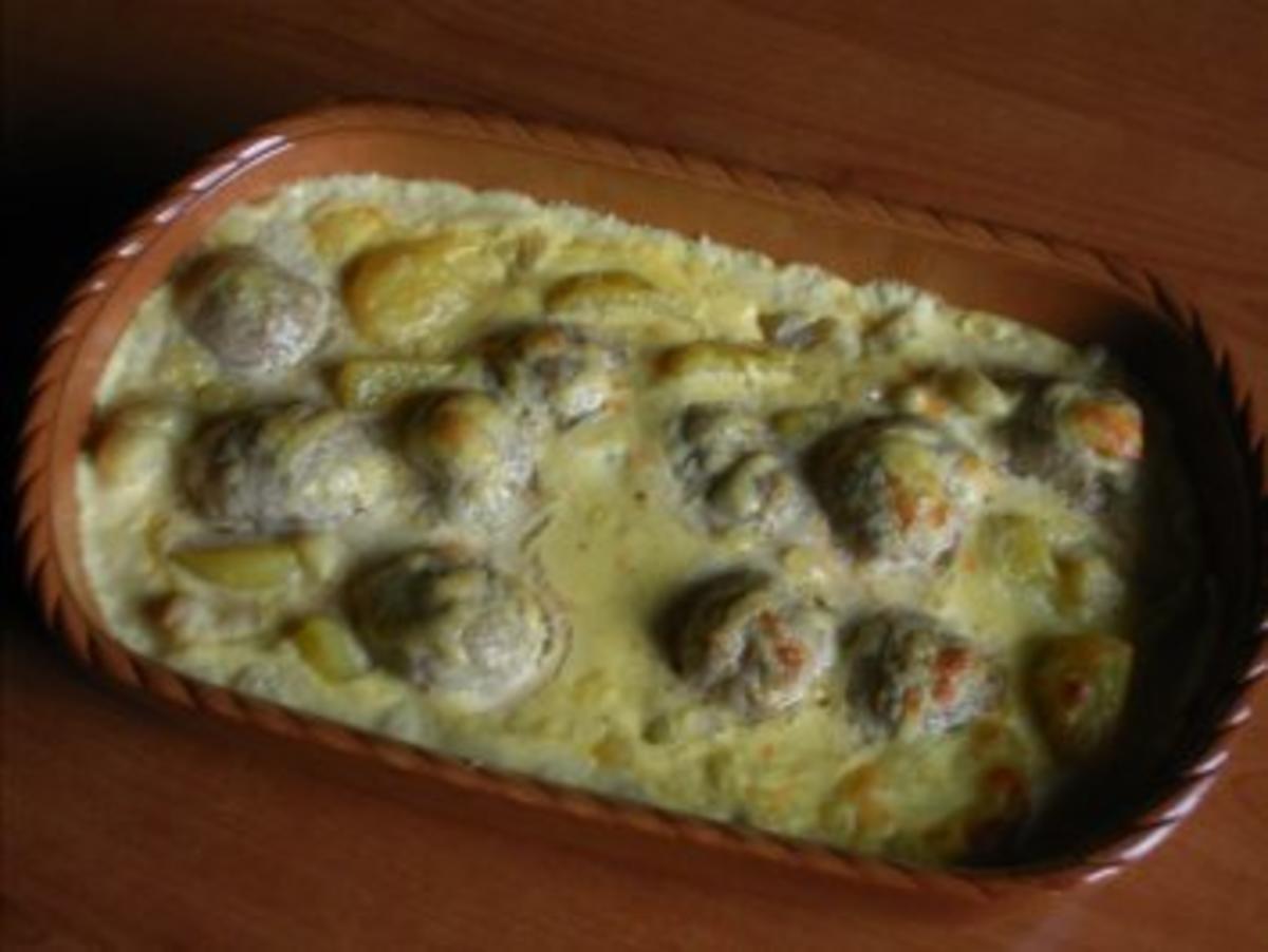 Blumen-Kartoffel-Kohl-Gratin mit Hackbällchen - Rezept - kochbar.de