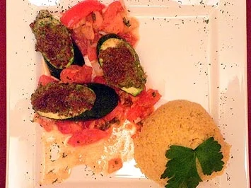 Zucchini unter Nuss-Käsekruste, umgarnt von Hirse - Rezept - Bild Nr. 9