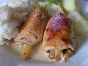 Gefüllte Geflügelrollen mit Senfsoße - Rezept