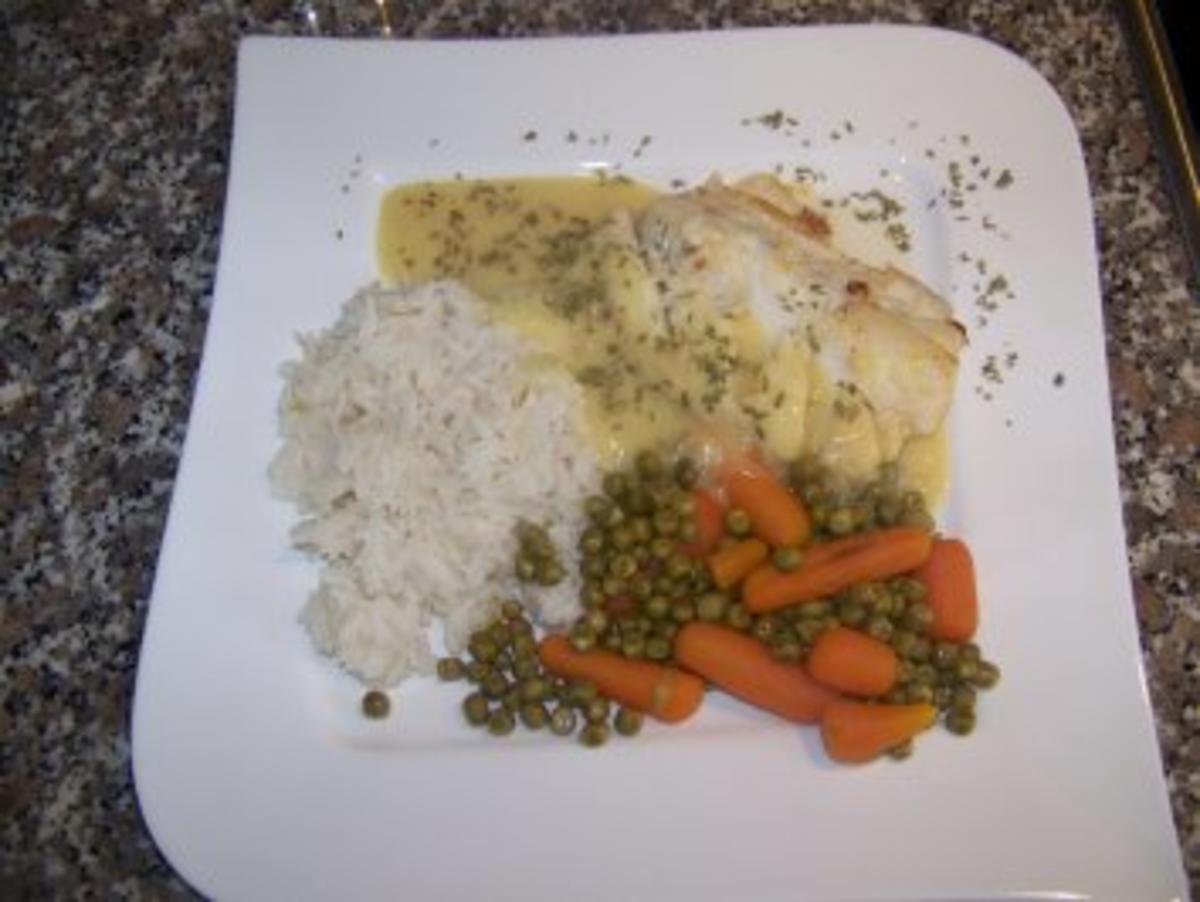 Seelachsfilet in Senfsoße