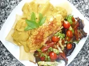 Lachs an Schiaffoni mit Mu-Err-Gemüse an Kokos-Currysauce - Rezept