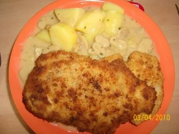 Putenschnitzel mit Champignonsauce musste schnell gehen - Rezept