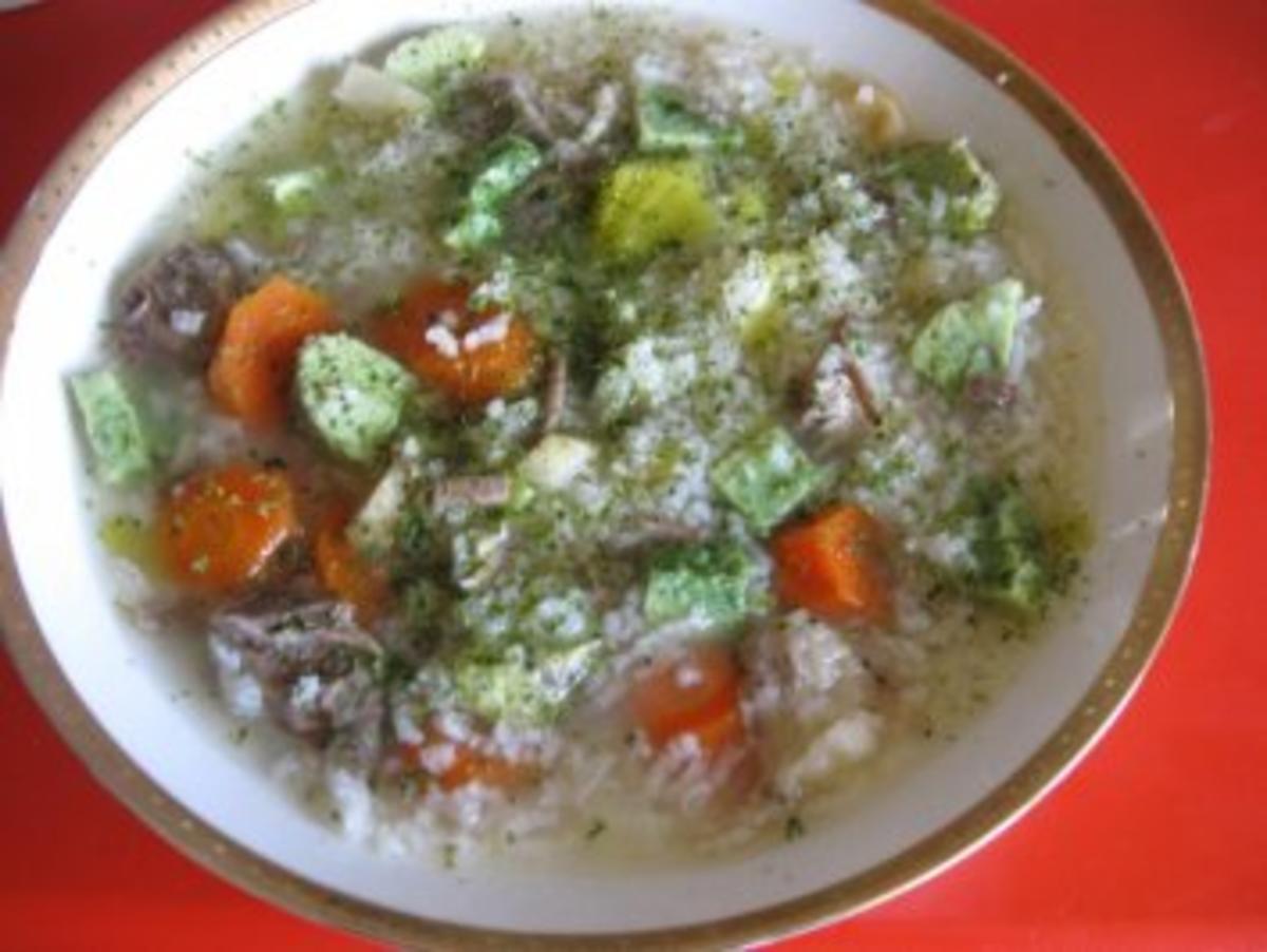 Rindfleischsuppe mit Gemüse und Reis - Rezept - Bild Nr. 6